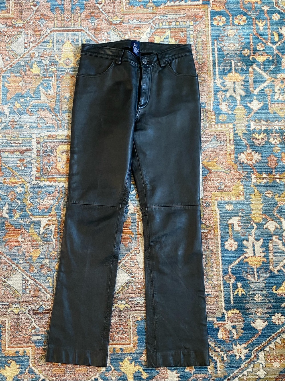 GAP Black REAL Leather Straight Trousers